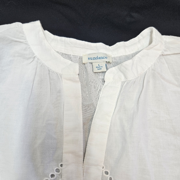 Sundance Large White Voluminous Eyelet Tunic Blouse Oversized Boxy Long Sleeves - Picture 3 of 6